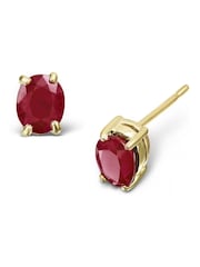 The Diamond Store 9K Yellow Gold Ruby Earrings - Image 1 of 4