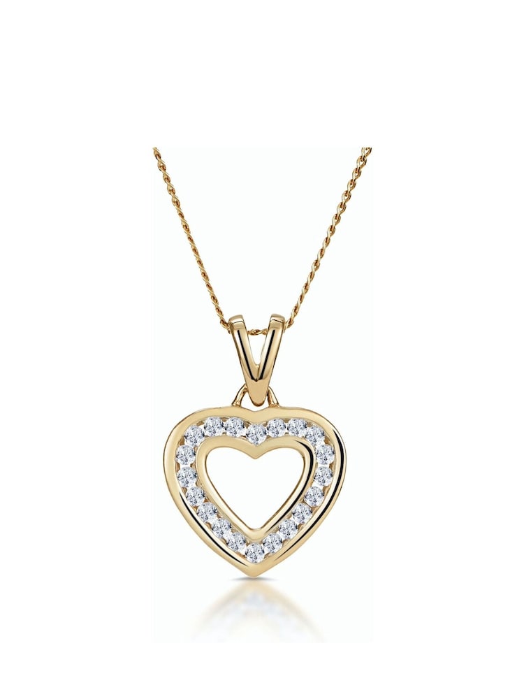 The Diamond Store White Diamond Heart Necklace 0.20ct Channel Set in 9K Gold Tone - Image 1 of 2