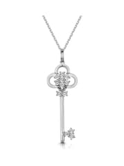 The Diamond Store 9K White Gold Allura Key 0.07ct Diamond Pendant Necklace - Image 1 of 6