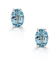 The Diamond Store Blue Topaz 7 x 5mm and 9K White Gold Earrings - Image 1 of 2