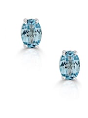 The Diamond Store Blue Topaz 7 x 5mm and 9K White Gold Earrings - Image 1 of 2