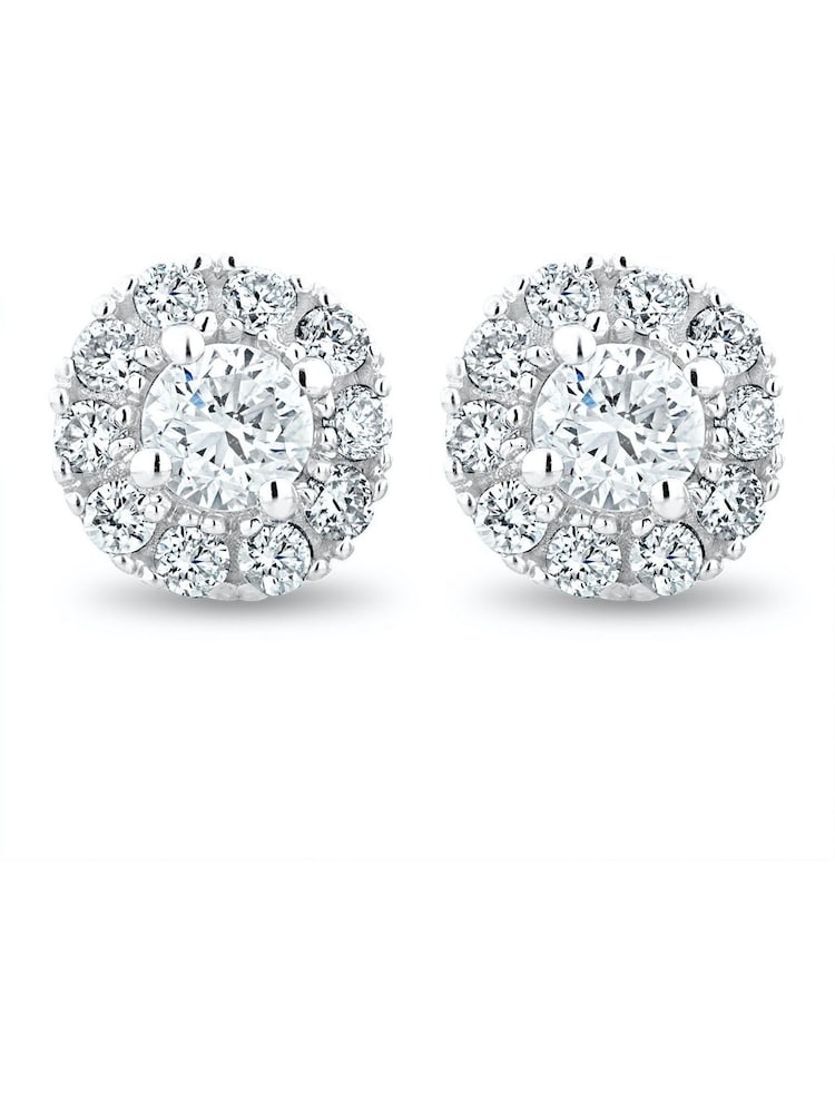 The Diamond Store 9K White Gold 0.50ct H/Si Halo Lab Diamond Earrings - Image 1 of 5