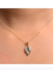 The Diamond Store 9K Yellow Gold Blue Sapphire 9 x 14 mm And Diamond Pendant Necklace - Image 5 of 6