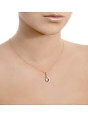 The Diamond Store 9K Yellow Gold Green Emerald 4 x 3mm And Diamond Pendant Necklace - Image 3 of 6
