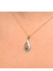 The Diamond Store 9K Yellow Gold Green Emerald 4 x 3mm And Diamond Pendant Necklace - Image 5 of 6