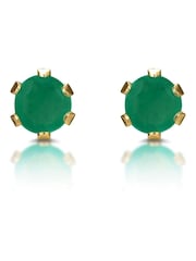 The Diamond Store 9K Yellow Gold Emerald Studded 3 x 3mm Earrings - Image 1 of 4