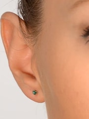 The Diamond Store 9K Yellow Gold Emerald Studded 3 x 3mm Earrings - Image 3 of 4