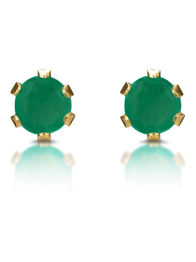 The Diamond Store 9K Yellow Gold Emerald Studded 3 x 3mm Earrings - Image 4 of 4