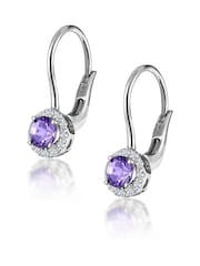 The Diamond Store Purple Amethyst 0.57CT And Diamond 9K White Gold Tone Earrings - Image 3 of 6