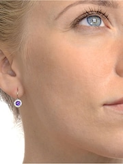 The Diamond Store Purple Amethyst 0.57CT And Diamond 9K White Gold Tone Earrings - Image 4 of 6