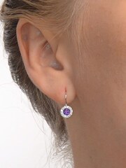 The Diamond Store Purple Amethyst 0.57CT And Diamond 9K White Gold Tone Earrings - Image 5 of 6