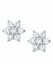 The Diamond Store 9K White Gold 0.50ct Lab Diamond Flower Cluster Earrings - Image 1 of 5