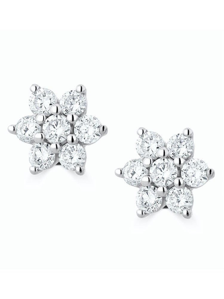 The Diamond Store 9K White Gold 0.50ct Lab Diamond Flower Cluster Earrings - Image 1 of 5