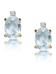 The Diamond Store Blue Aquamarine 0.80CT And Diamond 9K Earrings - Image 1 of 2