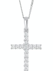 The Diamond Store 9K White Gold 0.25ct H/Si Lab Diamond Cross Pendant Necklace - Image 1 of 5
