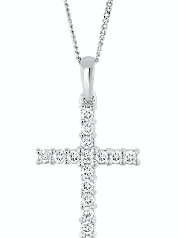 The Diamond Store 9K White Gold 0.25ct H/Si Lab Diamond Cross Pendant Necklace - Image 1 of 5