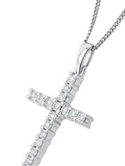 The Diamond Store 9K White Gold 0.25ct H/Si Lab Diamond Cross Pendant Necklace - Image 3 of 5
