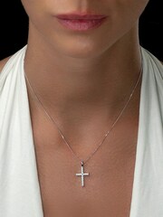 The Diamond Store 9K White Gold 0.25ct H/Si Lab Diamond Cross Pendant Necklace - Image 5 of 5