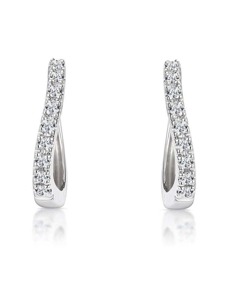 The Diamond Store 9K White Gold 0.11ct 12mm x 2mm Hoop Earrings - Image 1 of 4