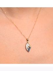 The Diamond Store Blue 9K Yellow Gold Tone Sapphire 4 x 2mm And Diamond Pendant Necklace - Image 2 of 5