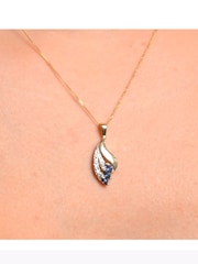 The Diamond Store Blue 9K Yellow Gold Tone Sapphire 4 x 2mm And Diamond Pendant Necklace - Image 4 of 5