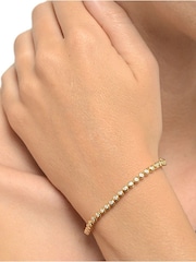 The Diamond Store 9K Yellow Gold 1ct Lab Diamond Rub Over Style Tennis Bracelet - Image 3 of 5