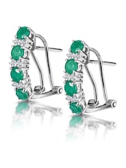 The Diamond Store 9K White Gold 1.10ct Emerald and Diamond Earrings - Image 1 of 6