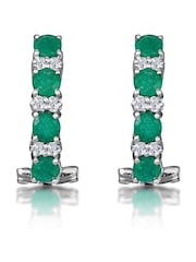 The Diamond Store 9K White Gold 1.10ct Emerald and Diamond Earrings - Image 3 of 6