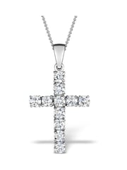 The Diamond Store White 1 Carat Cross Lab Diamond Necklace - Image 1 of 6