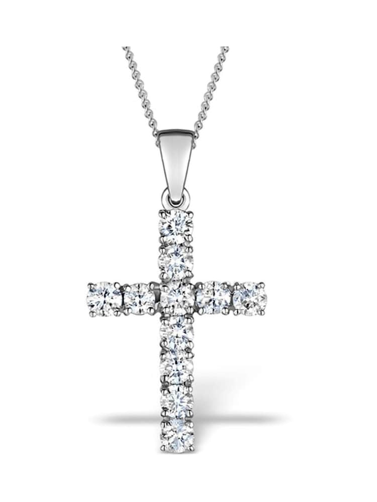 The Diamond Store White 1 Carat Cross Lab Diamond Necklace - Image 1 of 6