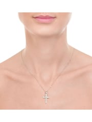 The Diamond Store White 1 Carat Cross Lab Diamond Necklace - Image 4 of 6