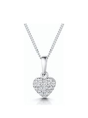 The Diamond Store 9K White Gold Stellato 0.04ct Diamond Heart Pendant Necklace - Image 1 of 6