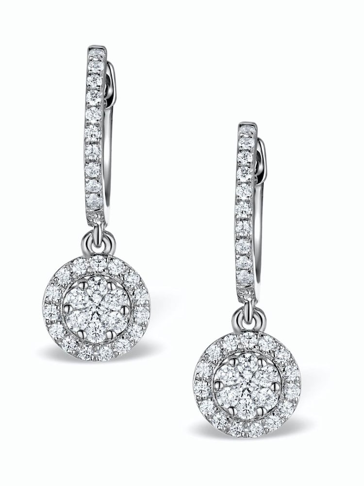 The Diamond Store White Gold Halo Lab Diamond Drop Earrings - Florence - 0.46ct - in 9K White Gold - Image 1 of 2