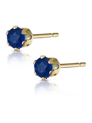 The Diamond Store 9K Yellow Gold Sapphire Studded 3 x 3mm Earrings - Image 1 of 5