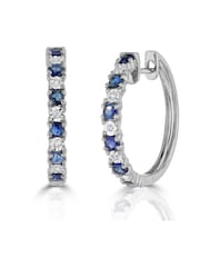 The Diamond Store Blue Sapphire and Lab Diamond Hoop Earrings - Image 1 of 4