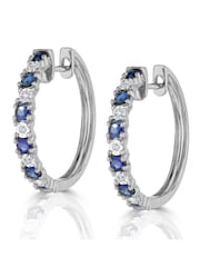 The Diamond Store Blue Sapphire and Lab Diamond Hoop Earrings - Image 3 of 4