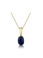 The Diamond Store 9K Gold Sapphire 7 x 5 mm Pendant Necklace - Image 1 of 4