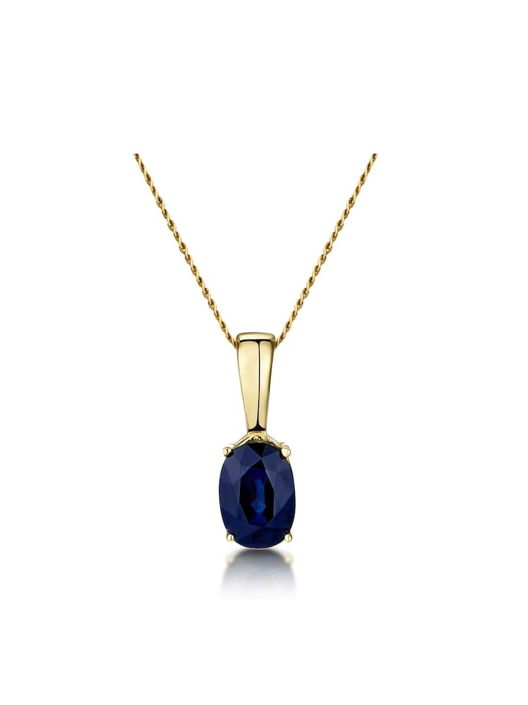 The Diamond Store 9K Gold Sapphire 7 x 5 mm Pendant Necklace - Image 1 of 4