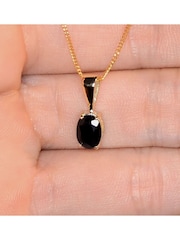 The Diamond Store 9K Gold Sapphire 7 x 5 mm Pendant Necklace - Image 3 of 4
