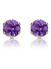 The Diamond Store 9K Yellow Gold Amethyst Studded 3 x 3mm Earrings - Image 1 of 4