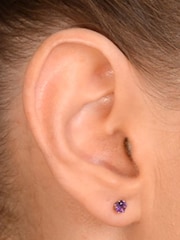The Diamond Store 9K Yellow Gold Amethyst Studded 3 x 3mm Earrings - Image 4 of 4