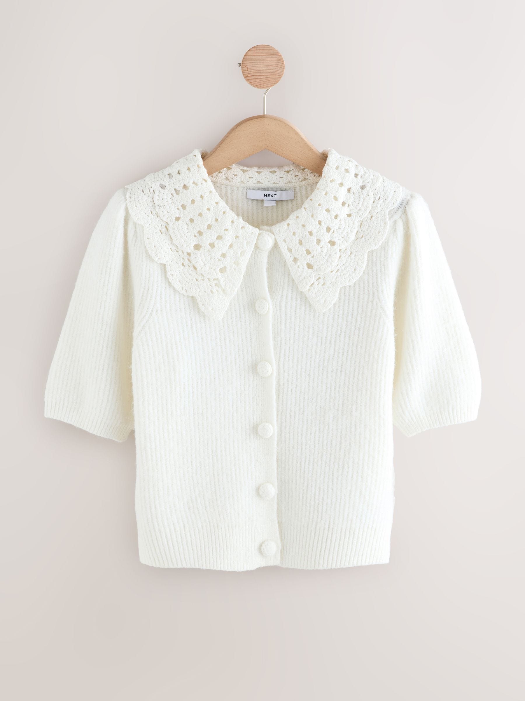 未使用Embroidery Collar Knitted Top - ecru Buy White Crochet Collar Short Sleeve Cardigan from Next USA