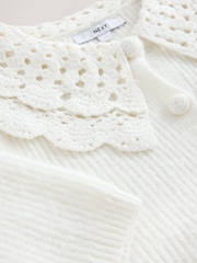 White Crochet Collar Short Sleeve Cardigan - Image 7 of 7