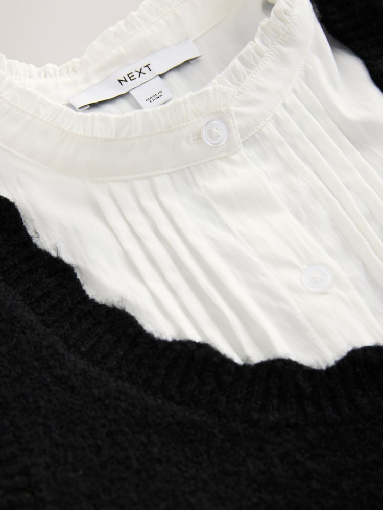 Monochrome Ruffle Neck Shirt Layer Knitted Tank - Image 2 of 3
