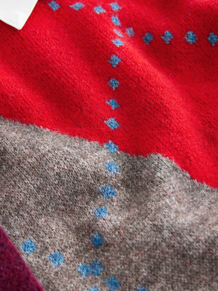 Grey Multi Argyle Shirt Layer Knitted Jumper With Wool - Image 6 of 6