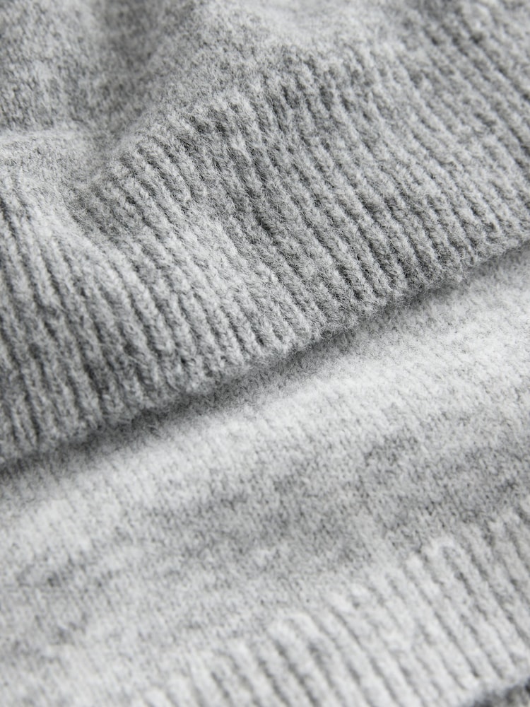 Grey Double Layer Crew Neck Cardigan With Wool - Image 8 of 8