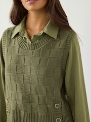 Khaki Green Knitted Tank Shirt Layer With Button Detail - Image 2 of 10
