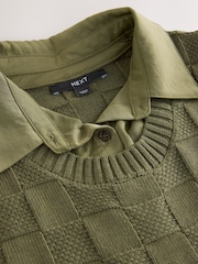 Khaki Green Knitted Tank Shirt Layer With Button Detail - Image 9 of 10