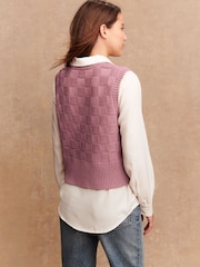 Blush Pink Knitted Tank Shirt Layer With Button Detail - Image 2 of 8