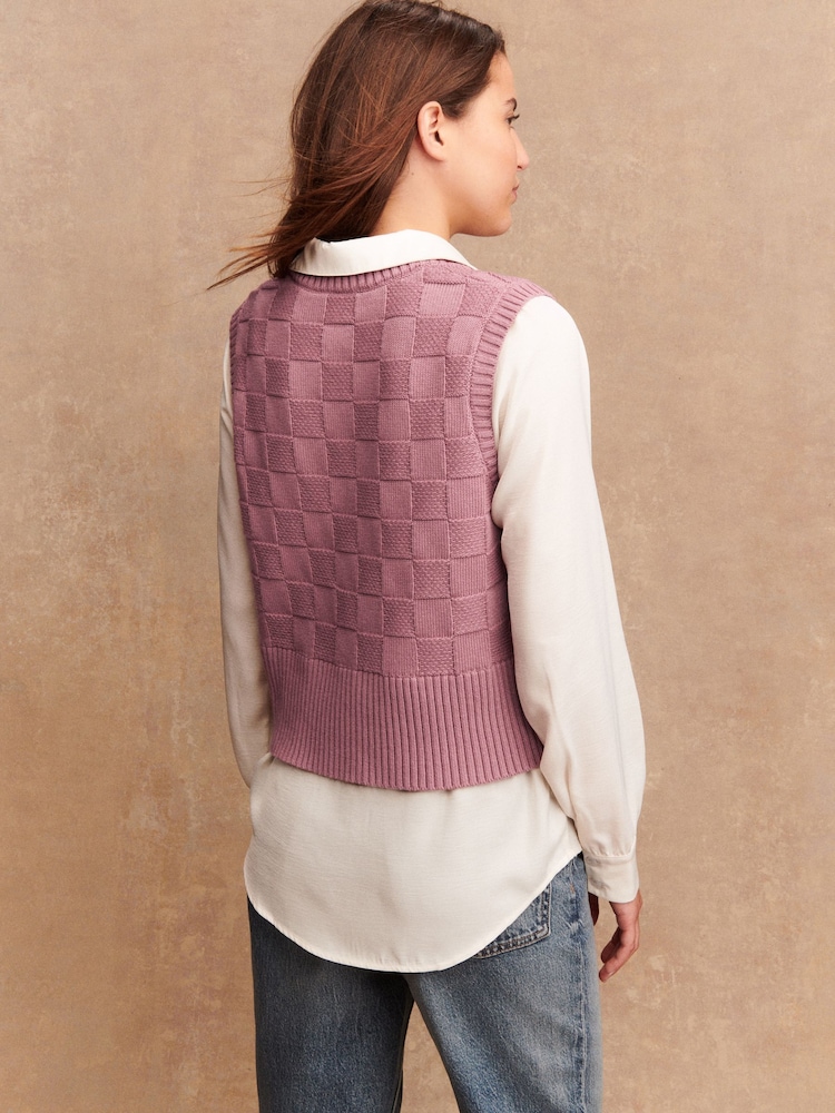 Blush Pink Knitted Tank Shirt Layer With Button Detail - Image 2 of 8